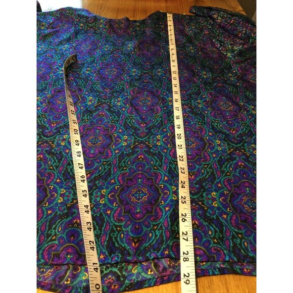 Vintage Womens Blouse Size 22W Multicolor Paisley Print Gold Button Accents Fair - Picture 7 of 7